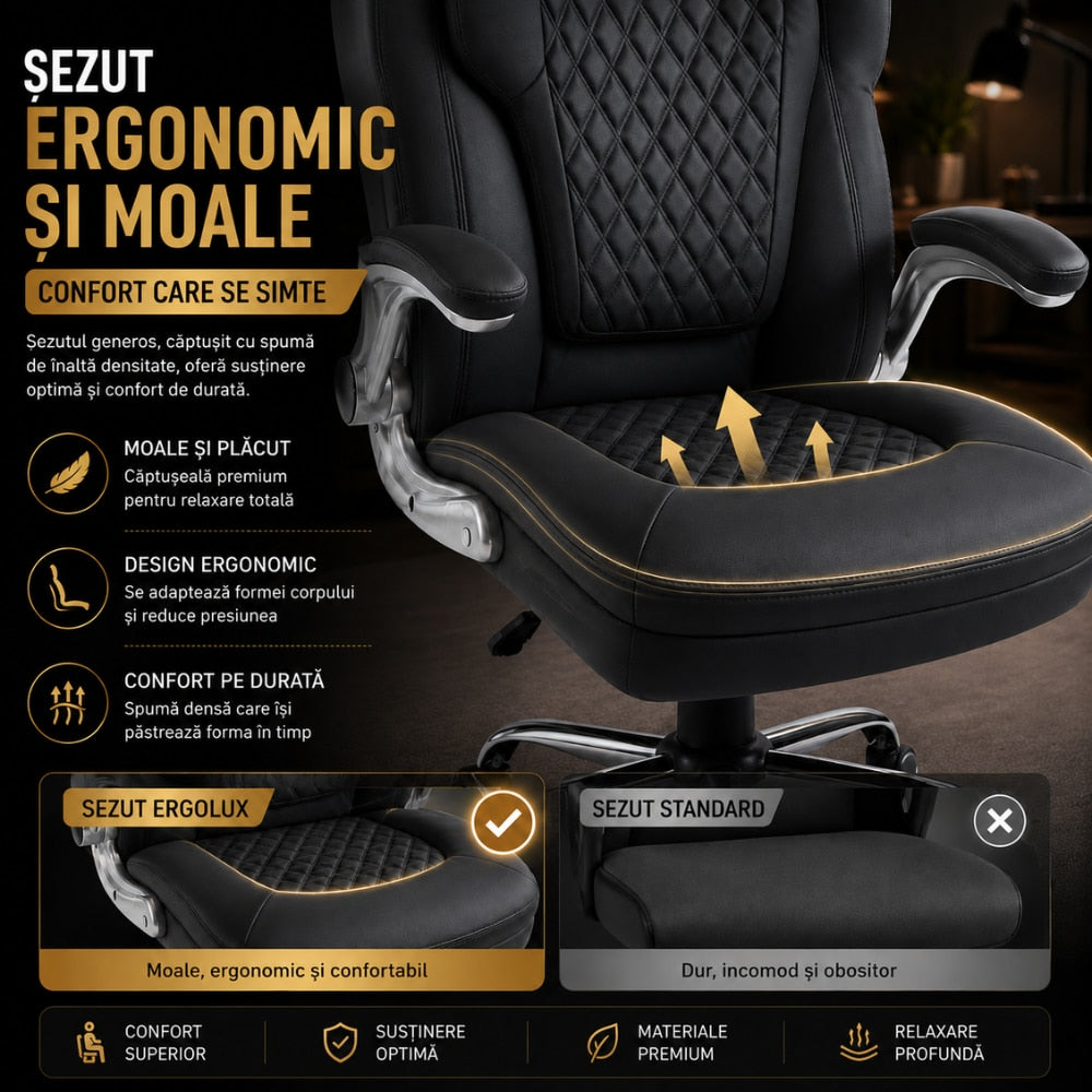 Scaun de Birou Directorial Cu Masaj KD Home Prime Office, Negru