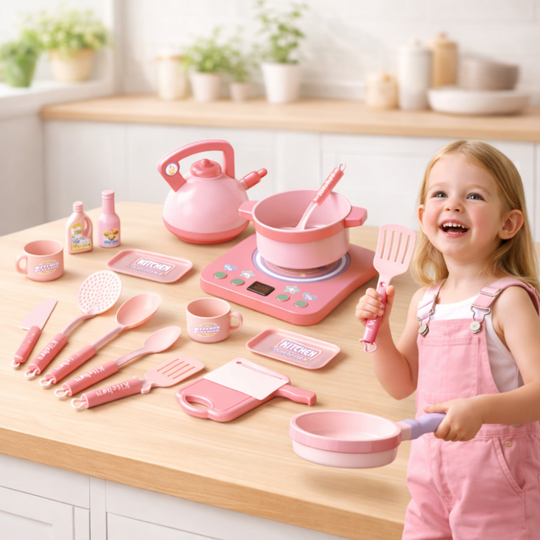 Set Accesorii Bucatarie Copii KidProtect Miss Chef, Roz