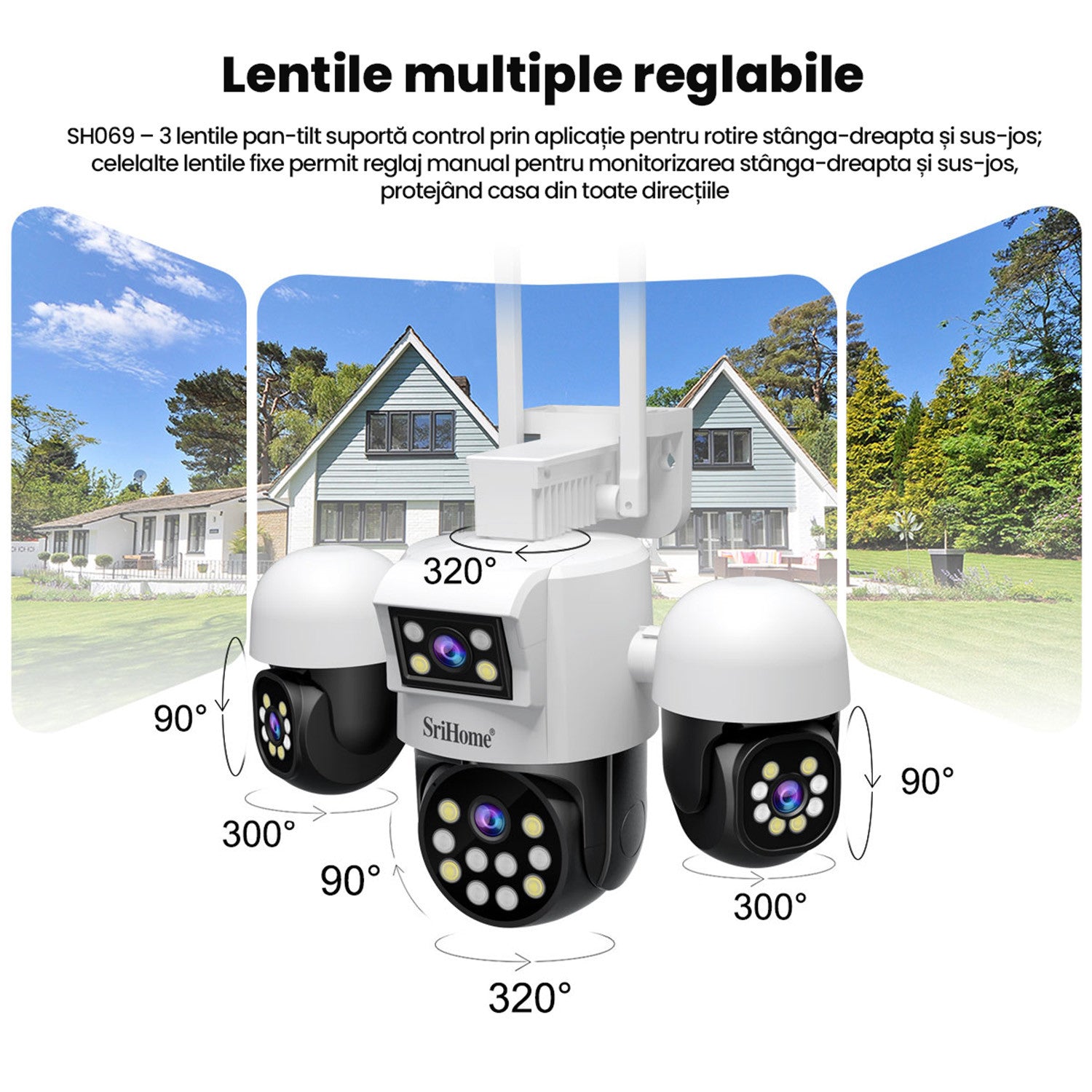 Camera Cvadrupla De Supraveghere Video WIFI CCTV SriHome™ SH069 Plus