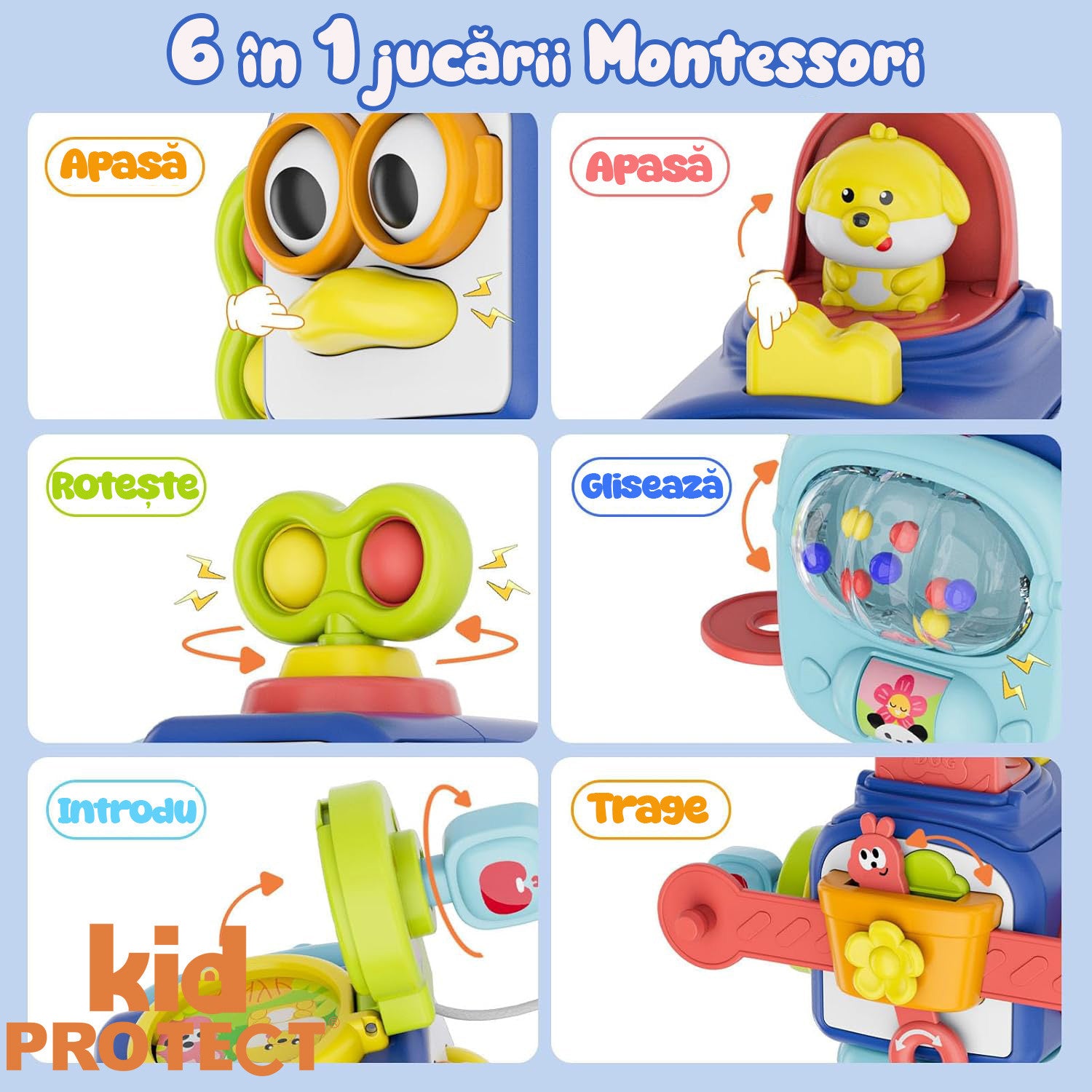 Jucarie Interactiva Bebelusi Montessori KidProtect Puzzle Box