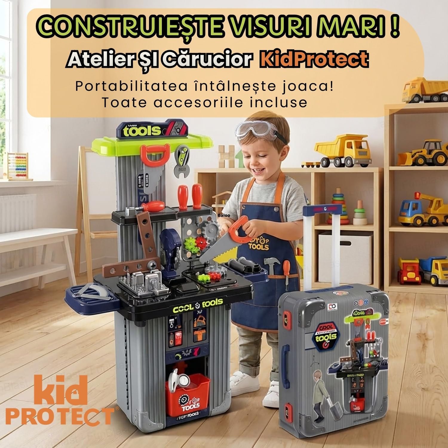 Banc de Lucru Copii 3 in 1 Kidprotect MiniBuilder Duo Case