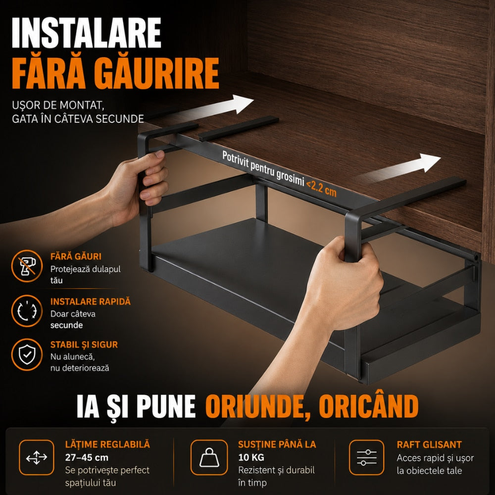Raft Expandabil Dulap Bucatarie Metalic KD Home SlideRack