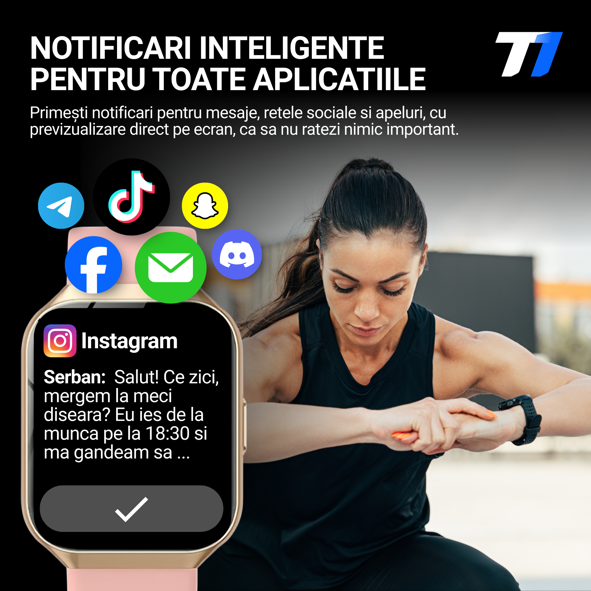 Ceas Smartwatch Femei TechONE VitaSense Pro, Auriu
