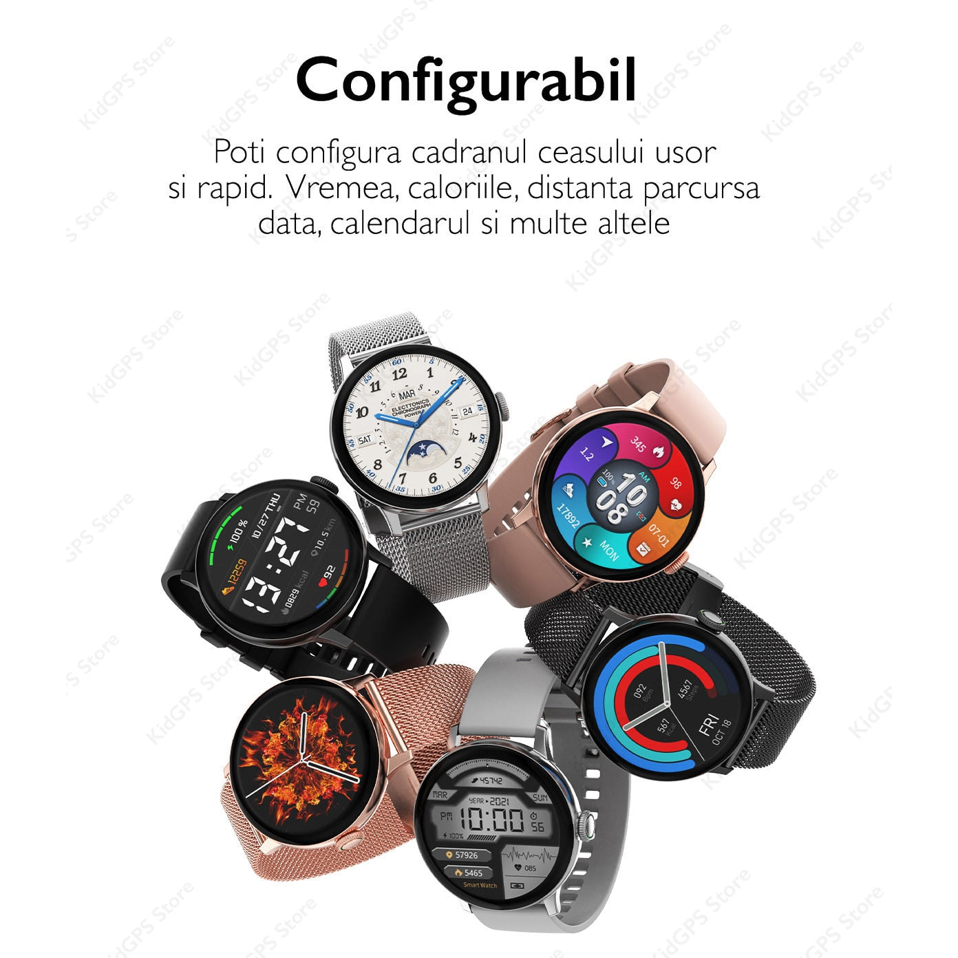 Ceas smartwatch femei TechONE™ DT2, Negru