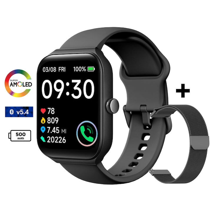 Ceas Smartwatch Barbati TechONE® Vita Pulse, Negru