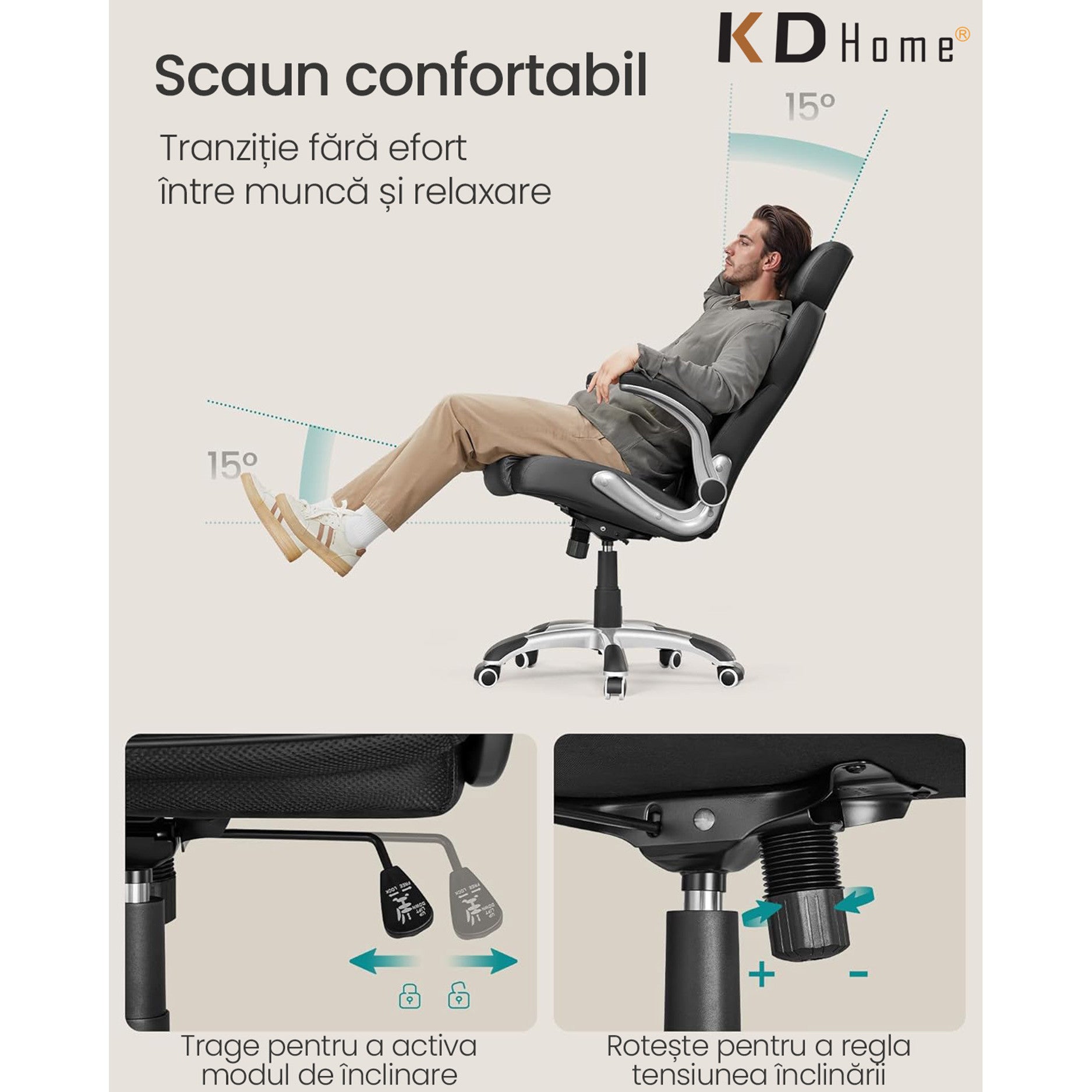 Scaun De Birou Directorial Ergonomic KD Home Stratos Glide