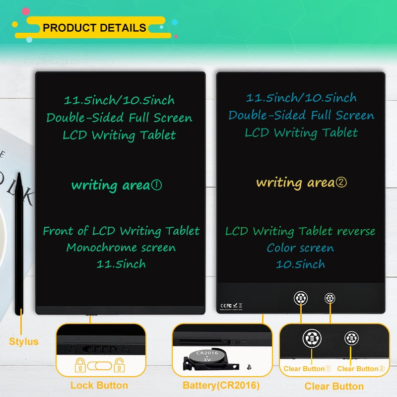 Tableta de scris si desenat color dubla Techone® 115B 9.5 inch