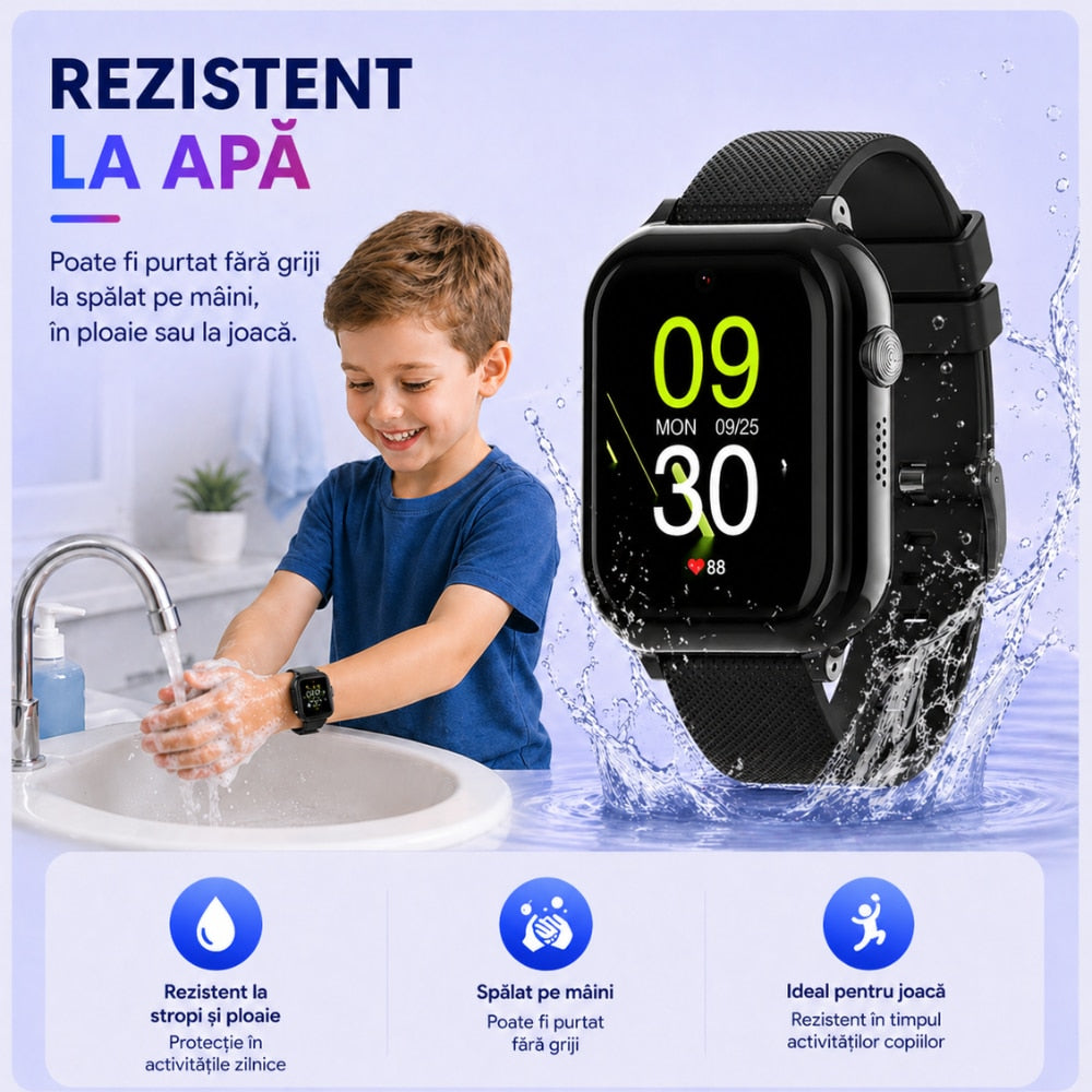 eas Smartwatch Copii Si Telefon Techone KT38, Negru