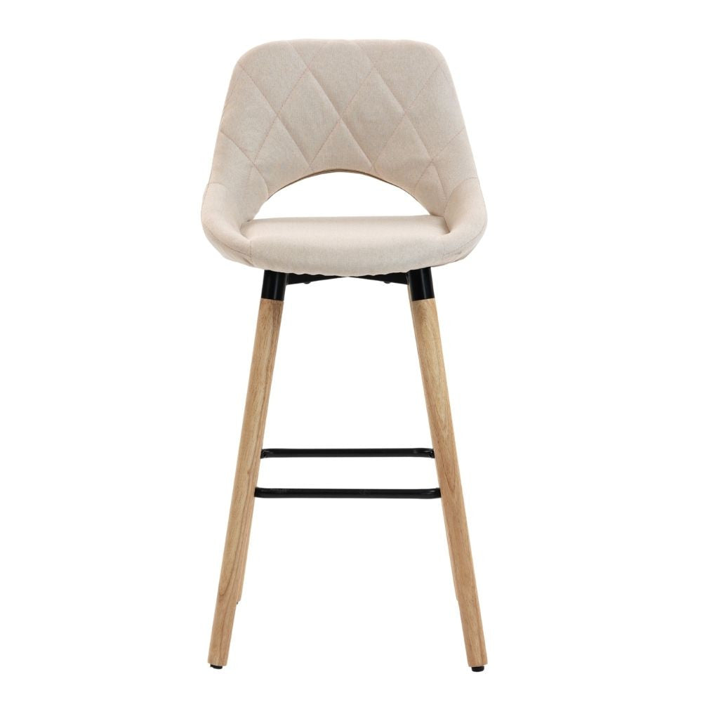 Set 2 x Scaun de Bar Inalt Premium KD Home BarLuxe Nova, Crem