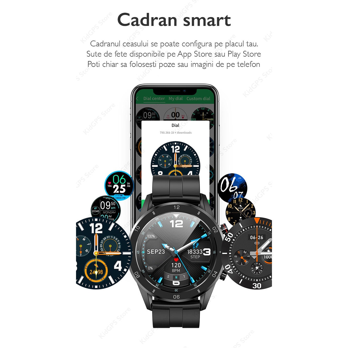Ceas smartwatch TechONE™ KM02, Negru