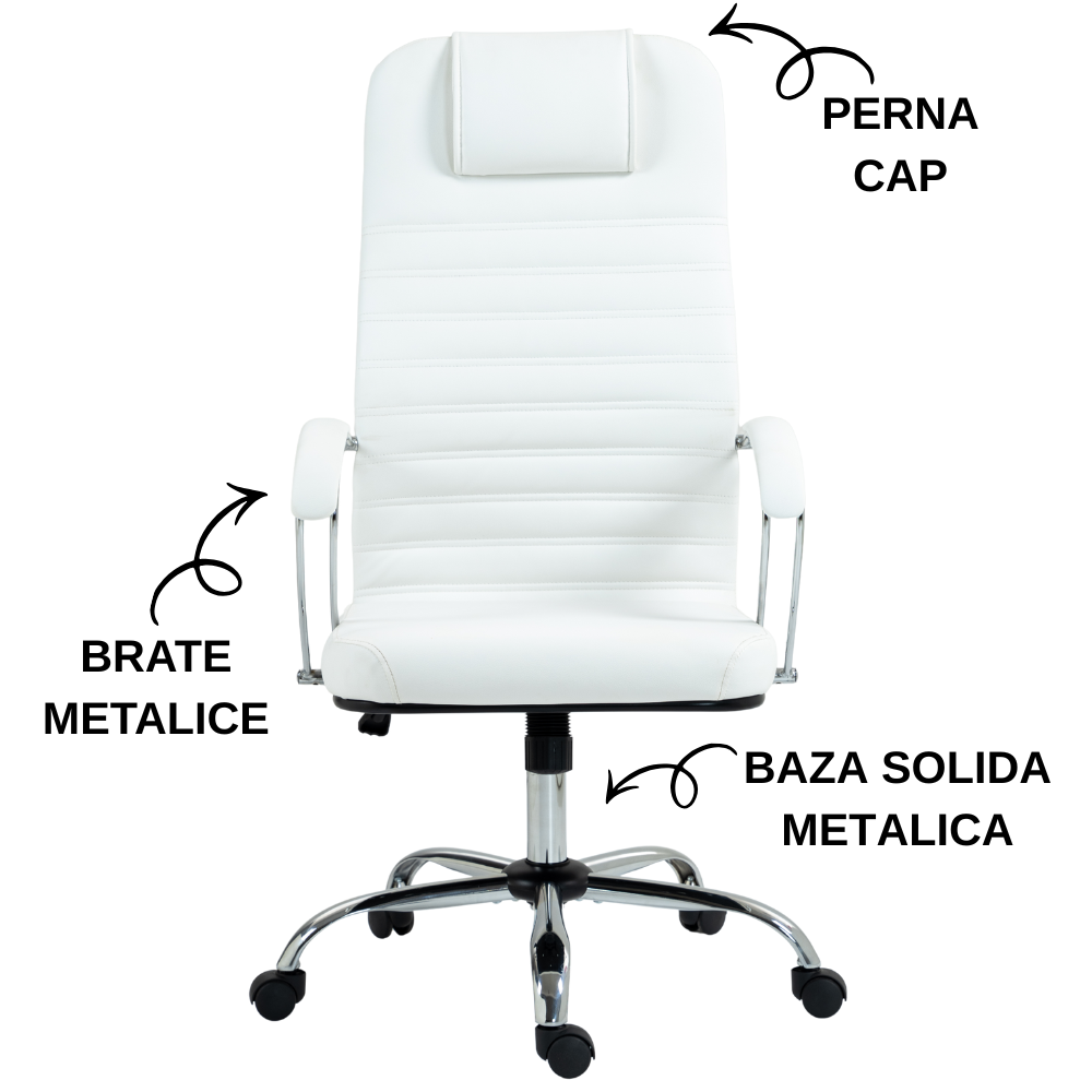 Scaun De Birou Directorial Ergonomic KD Home Falcon Desk, Alb