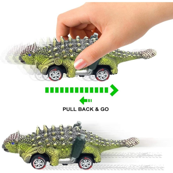 Set 6 Masinute Dinozauri De Jucarie Pentru Copii, KidProtect® Jurassic Speeders, 3 ani+