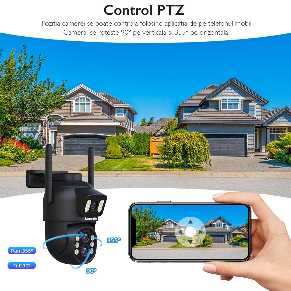 Camera De Supraveghere Video CCTV Tripla WIFI Loosafe® ZoomDuo Pro