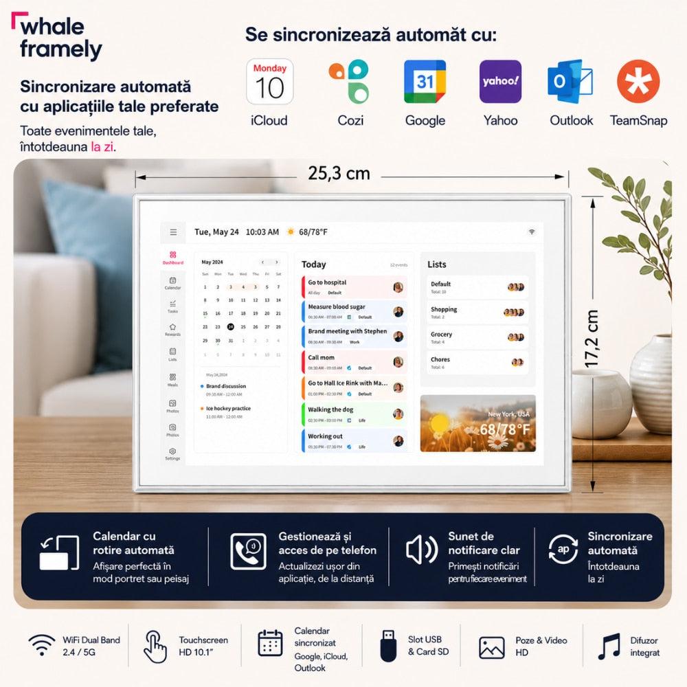 Calendar si Rama Foto Digitala WIFI Techone FrameSync