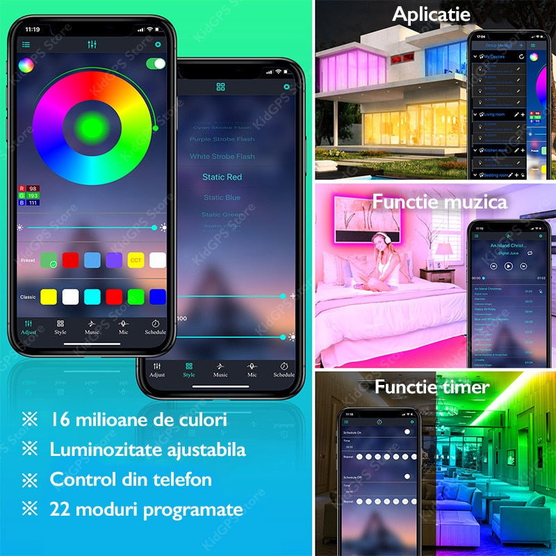 Kit Banda LED Huerler™ Smart RGB 15 metri (2 X 7.5m)