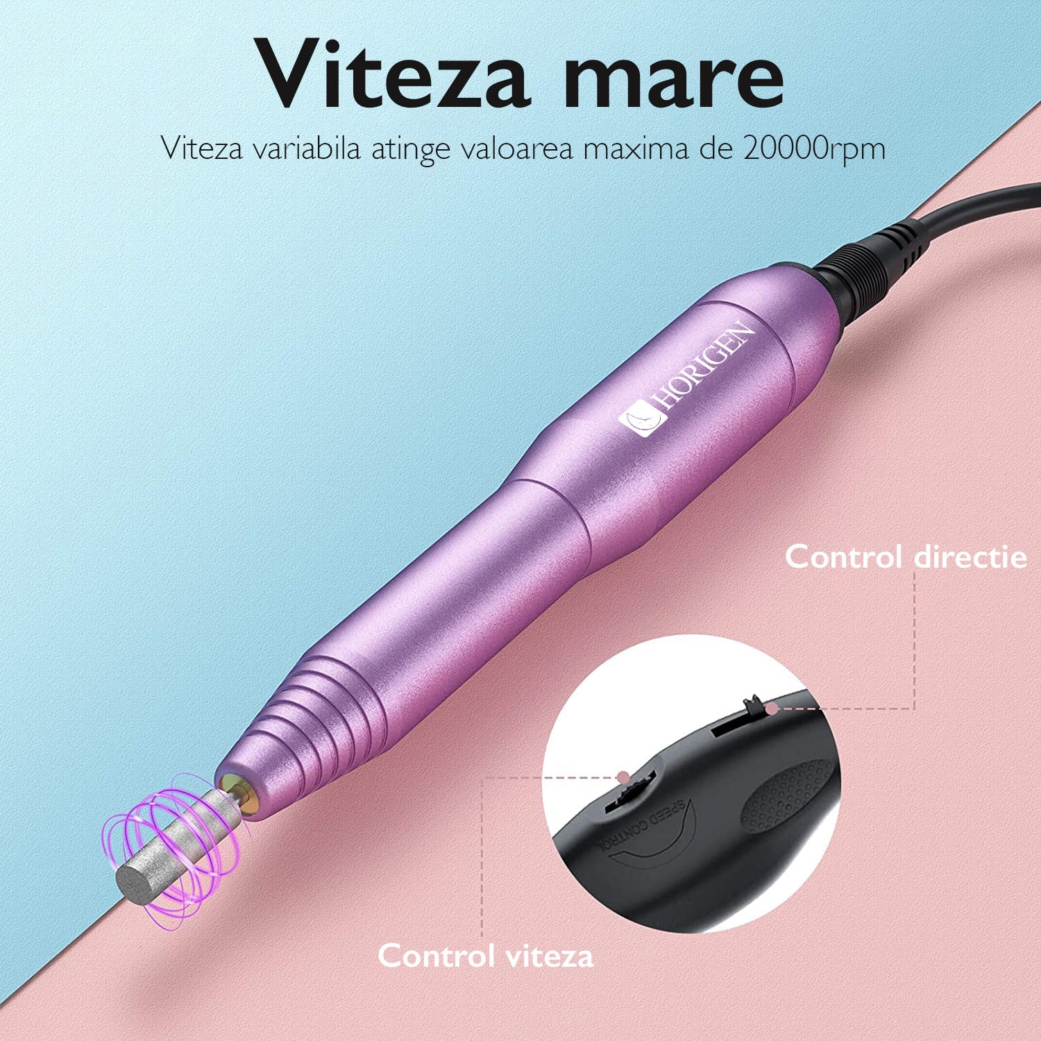 Freza de unghii portabila manichiura-pedichiura, Horigen® Nail Star