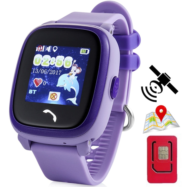 Ceas Smartwatch GPS Copii Cu Localizare Si Telefon Techone® WonderWatch, Mov
