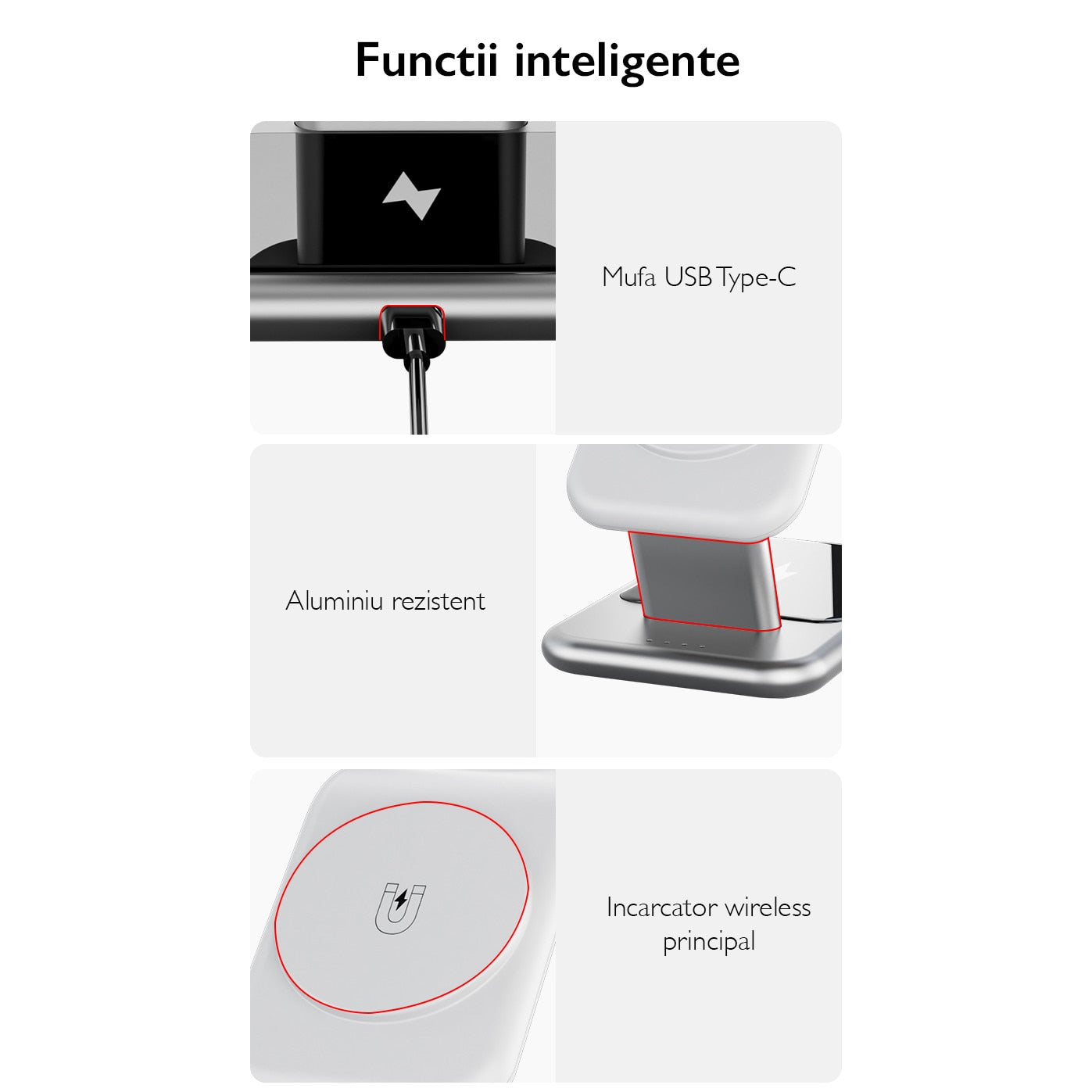 Incarcator Wireless 3 in 1 pentru iPhone Loowoko® Y10