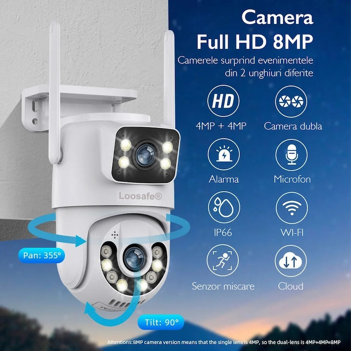 Camera De Supraveghere Video CCTV Dubla WIFI Loosafe® 80XM Safe Pal