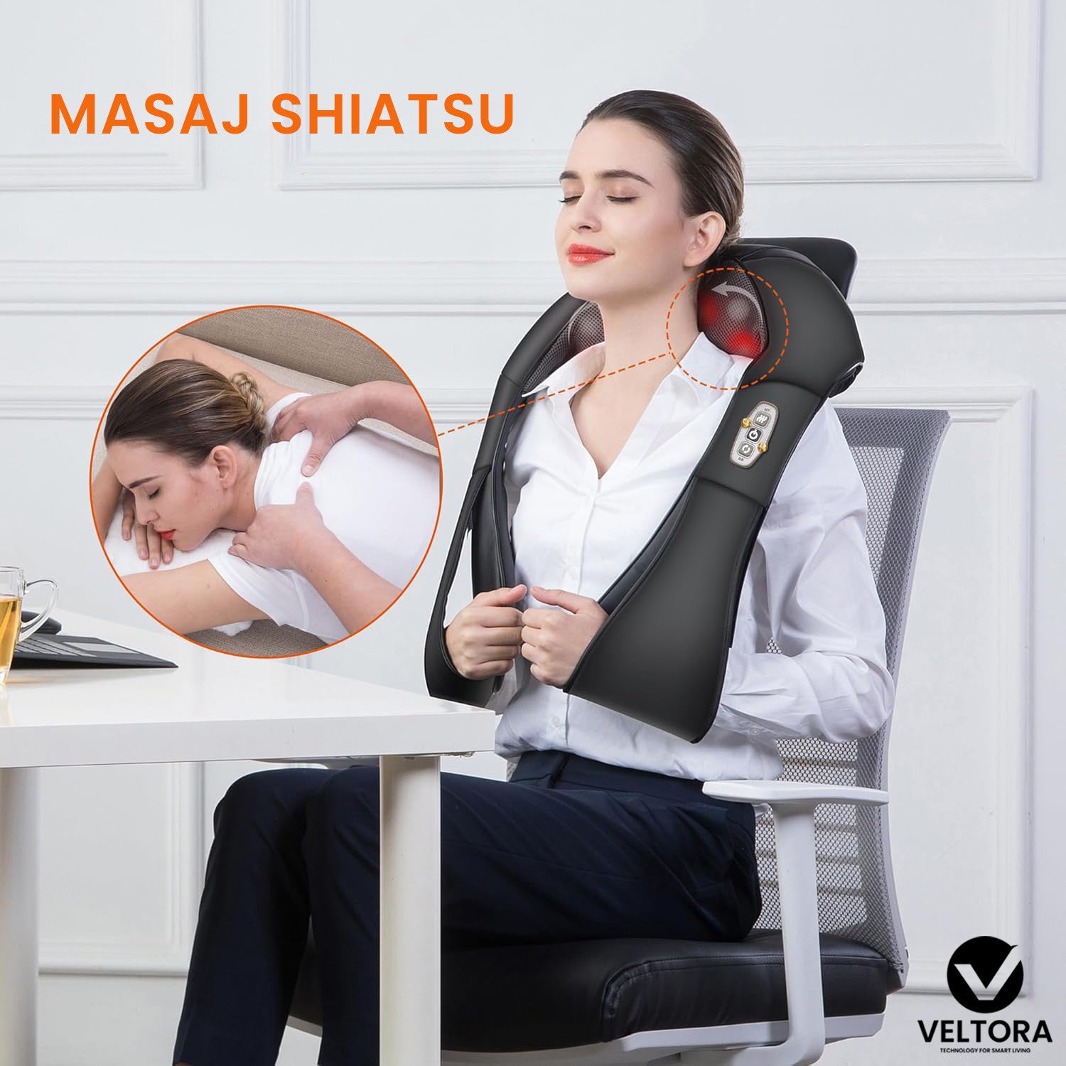 Aparat Profesional Premium Pentru Masaj Umeri 3D Veltora NeoHeat Relax
