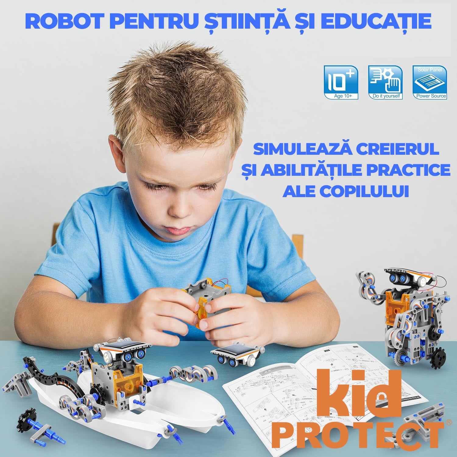 Set De Creatie Roboti Cu Energie Solara KidProtect SolarBotix 13-in-1