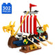 Set de Constructie cu Piese Tip Blocuri Constructie 302 Piese MiniBric Viking Longship