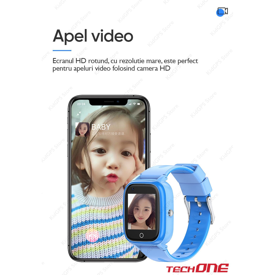 Ceas smartwatch GPS copii Techone™ CT03, Albastru