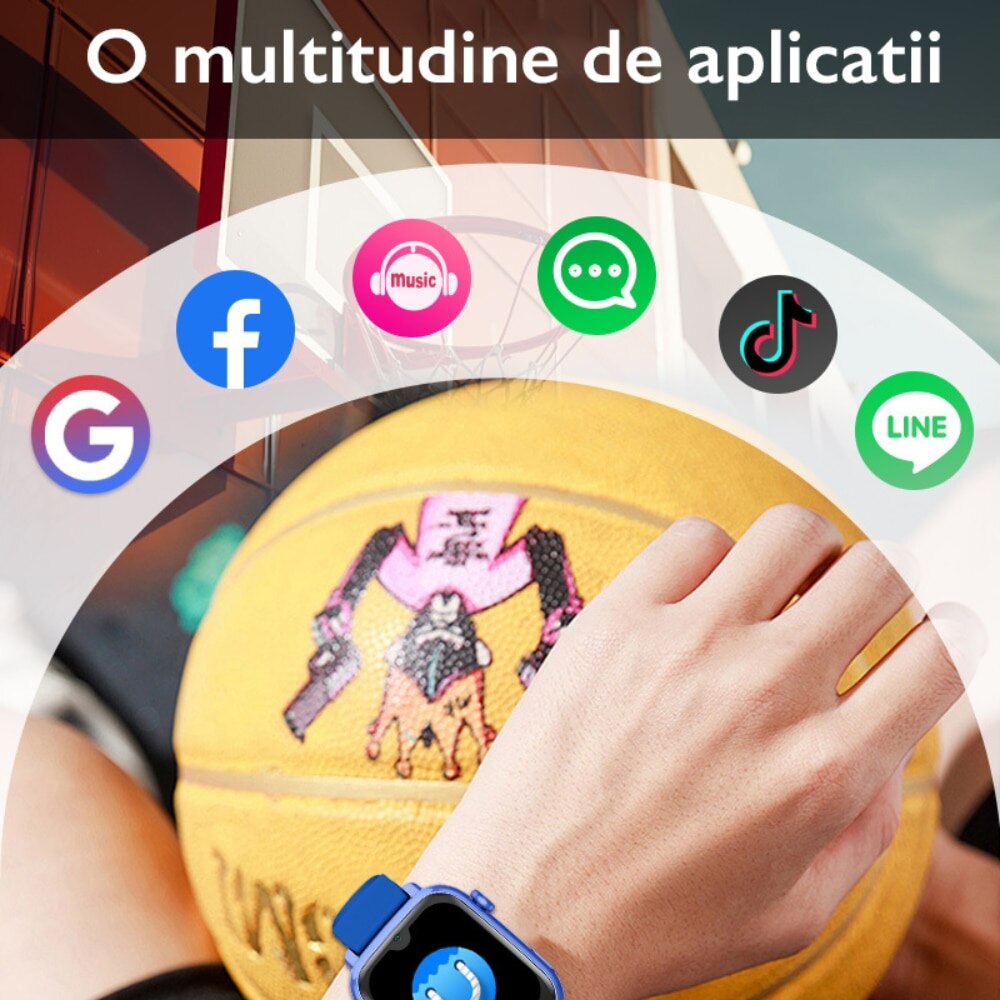 Ceas Smartwatch GPS Copii Cu Localizare Si Telefon Techone® TrackMe KT34 Pro, Negru