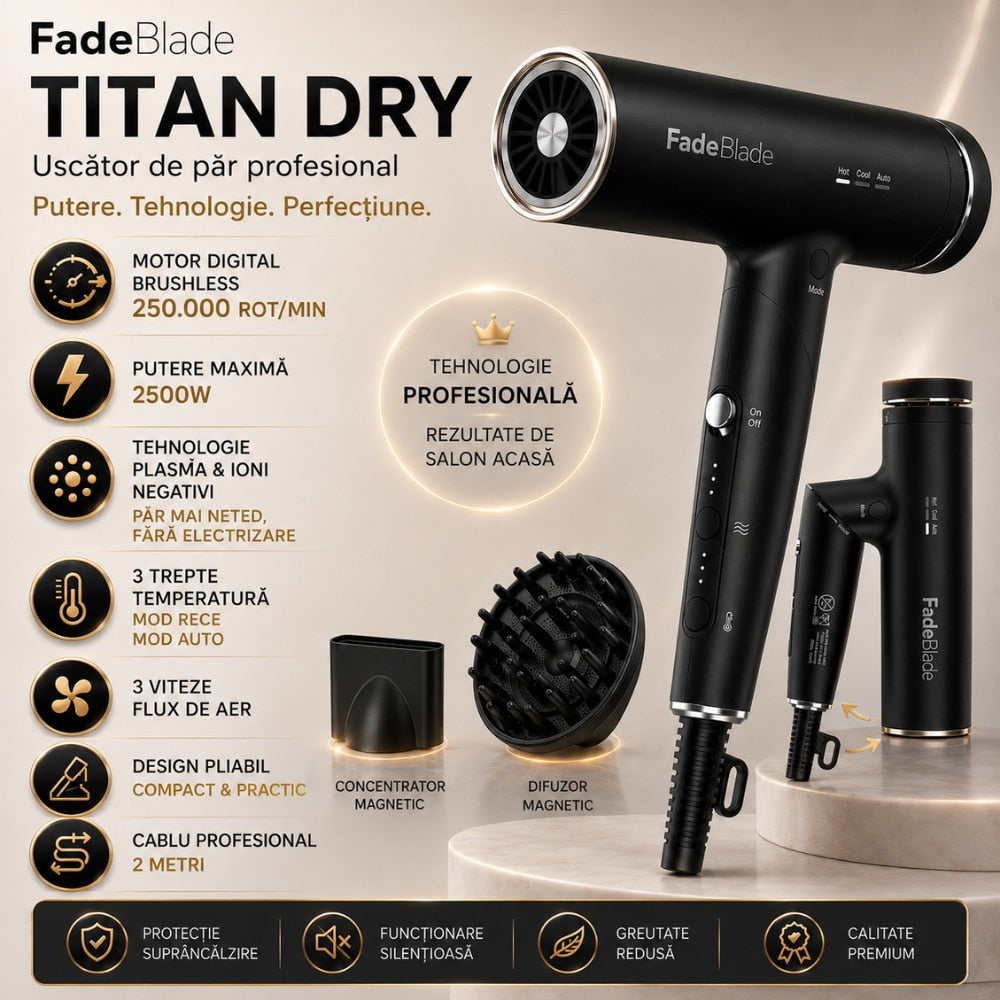 Uscator de Par Profesional cu Plasma FadeBlade TitanDry