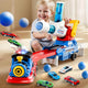 Set Tren cu Remorca Camion De Jucarie Lansator Masinute si Bile Pentru Copii Transport, KidProtect Train Puncher