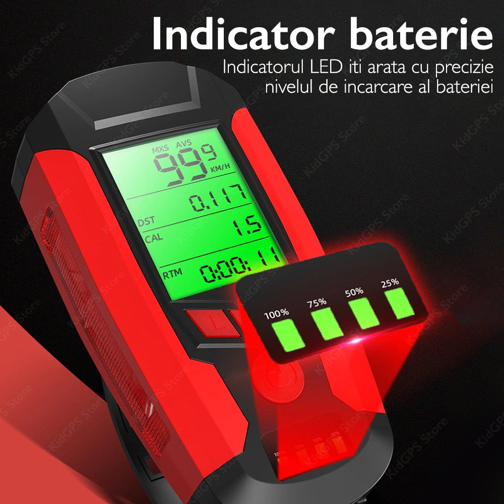 Far bicicleta cu ciclocomputer Huerler® AS-08-08
