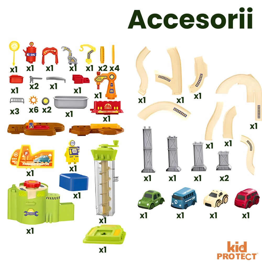 Set Jucarie Interactiva Atelier Auto Pentru Masinute KidProtect Stop Shop