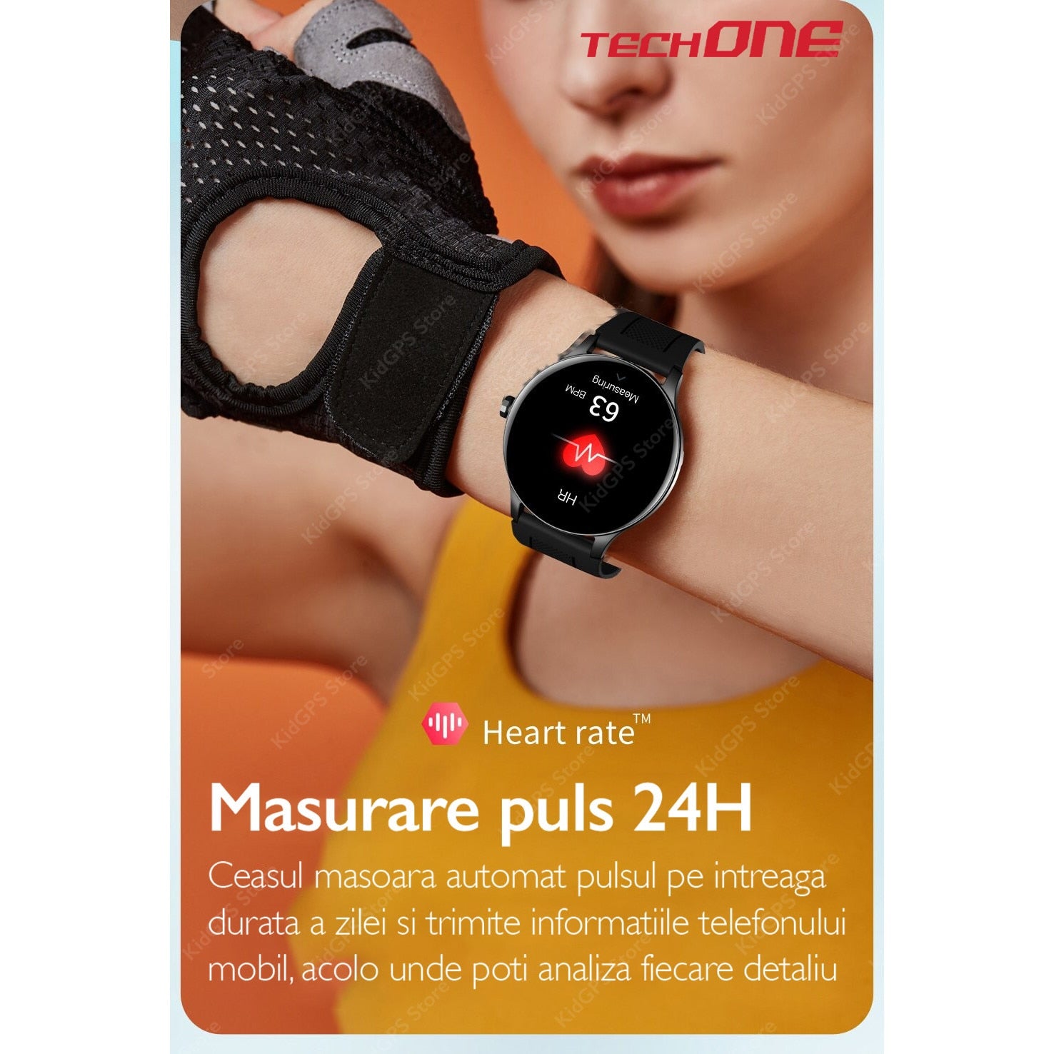 Ceas smartwatch si bratara fitness femei TechONE NY20, Roz