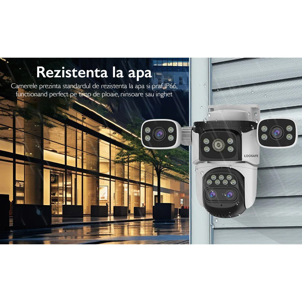 Camera de Supraveghere Cvadrupla Wireless CCTV Loosafe® QuadZoom 10X, Negru