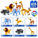 Set de Constructie cu Piese Tip Blocuri Constructie 615 Piese MiniBric 6 in 1 Zoo Land