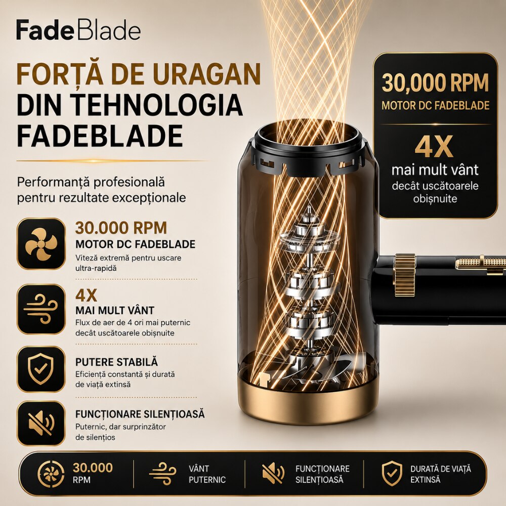 Uscator de Par Profesional cu Plasma FadeBlade BlazeFlow
