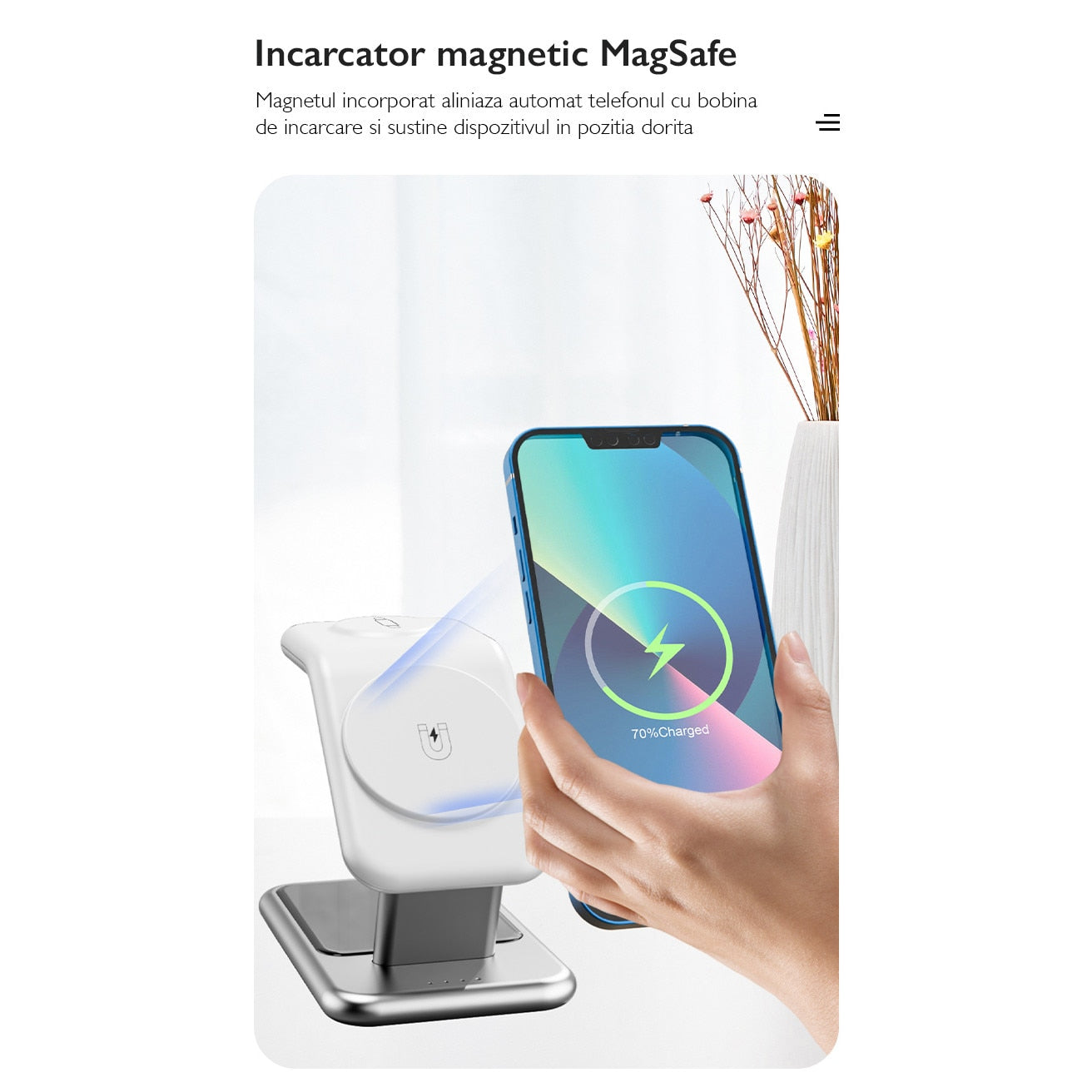 Incarcator Wireless 3 in 1 pentru iPhone Loowoko® Y10