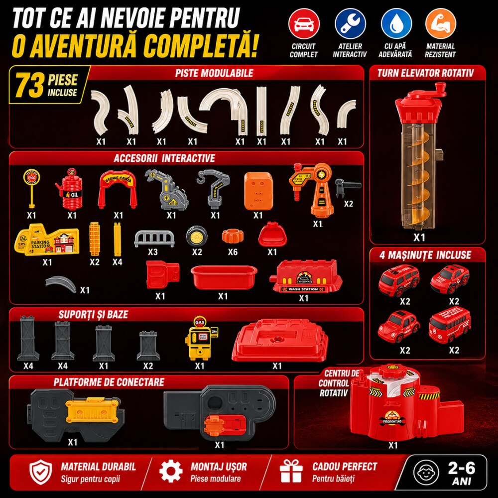Set Jucarie Interactiva Atelier Auto Pentru Masinute KidProtect Pro Repair Shop