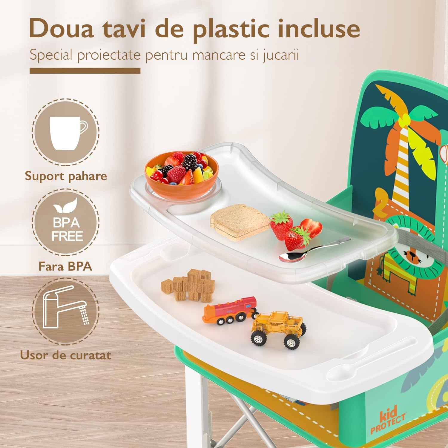 Scaun de Masa Portabil 2 in 1 Pentru Bebelusi si Copii, KidProtect® Easy Mom