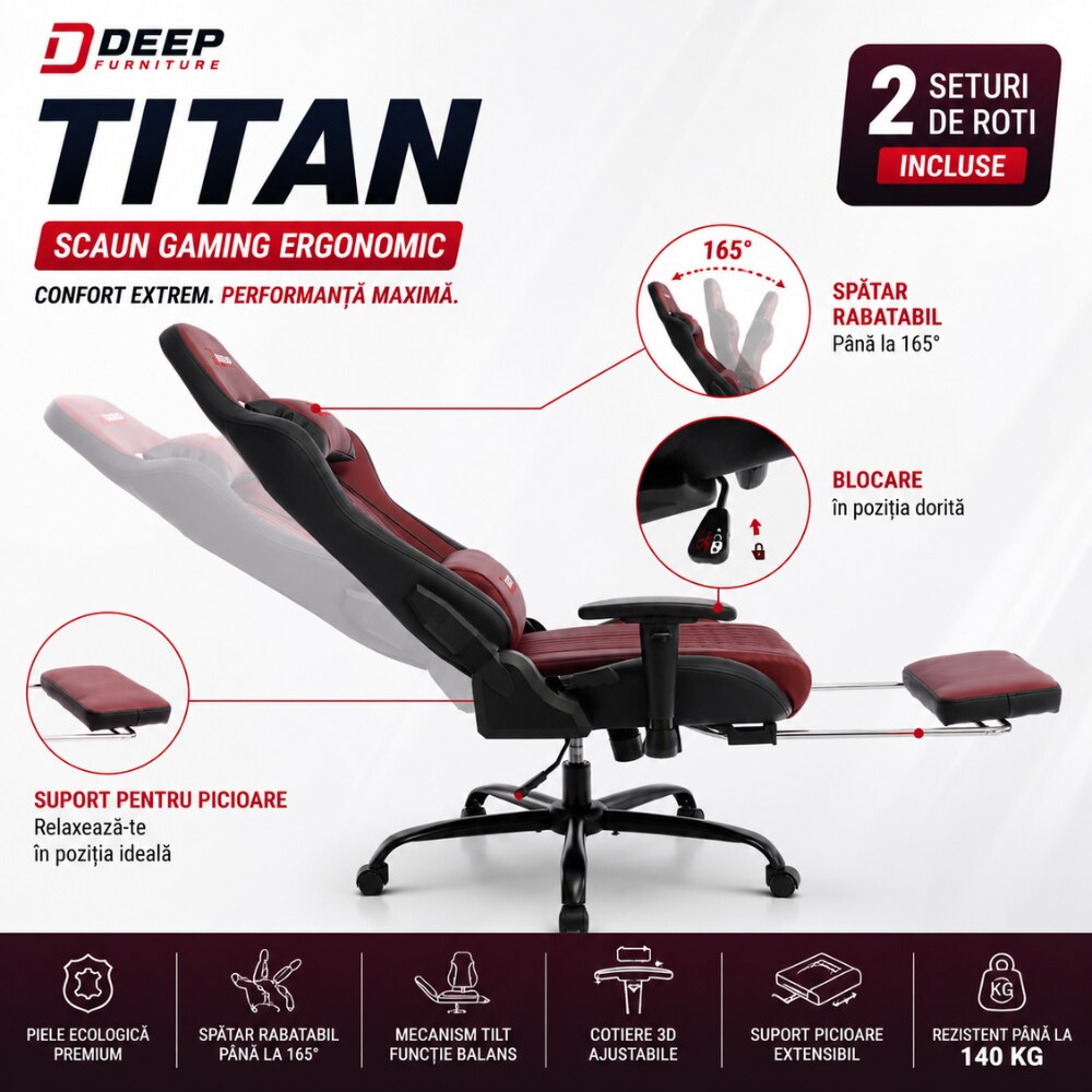 Scaun Gaming Ergonomic KD Home Deep Titan, Visiniu