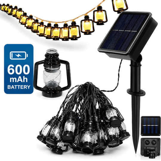 Lampa Solara Tip Ghirlanda cu 30 de Becuri Techone SolarSpark, Negru