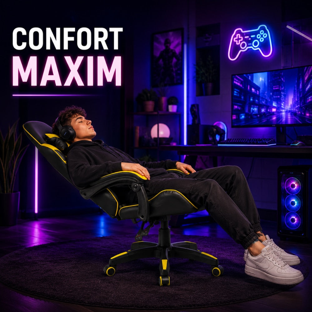 Scaun Gaming Ergonomic KD Home ShadowStrike X1, Galben