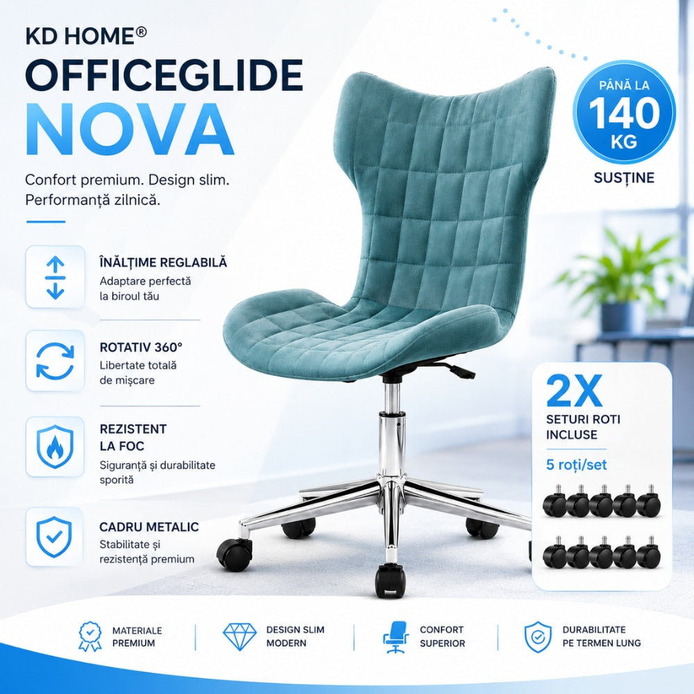Set 2 Scaune De Birou KD Home OfficeGlide Nova 2, Albastru