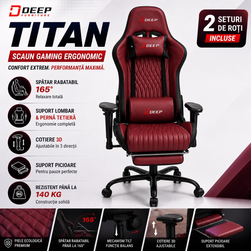 Scaun Gaming Ergonomic KD Home Deep Titan, Visiniu
