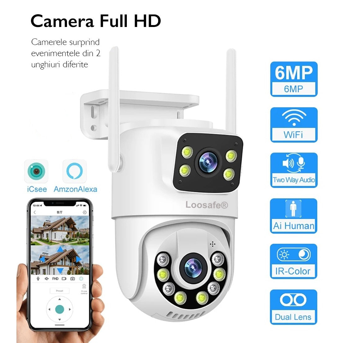 Camera De Supraveghere Video CCTV Dubla WIFI Loosafe® 80XM Safe Pal