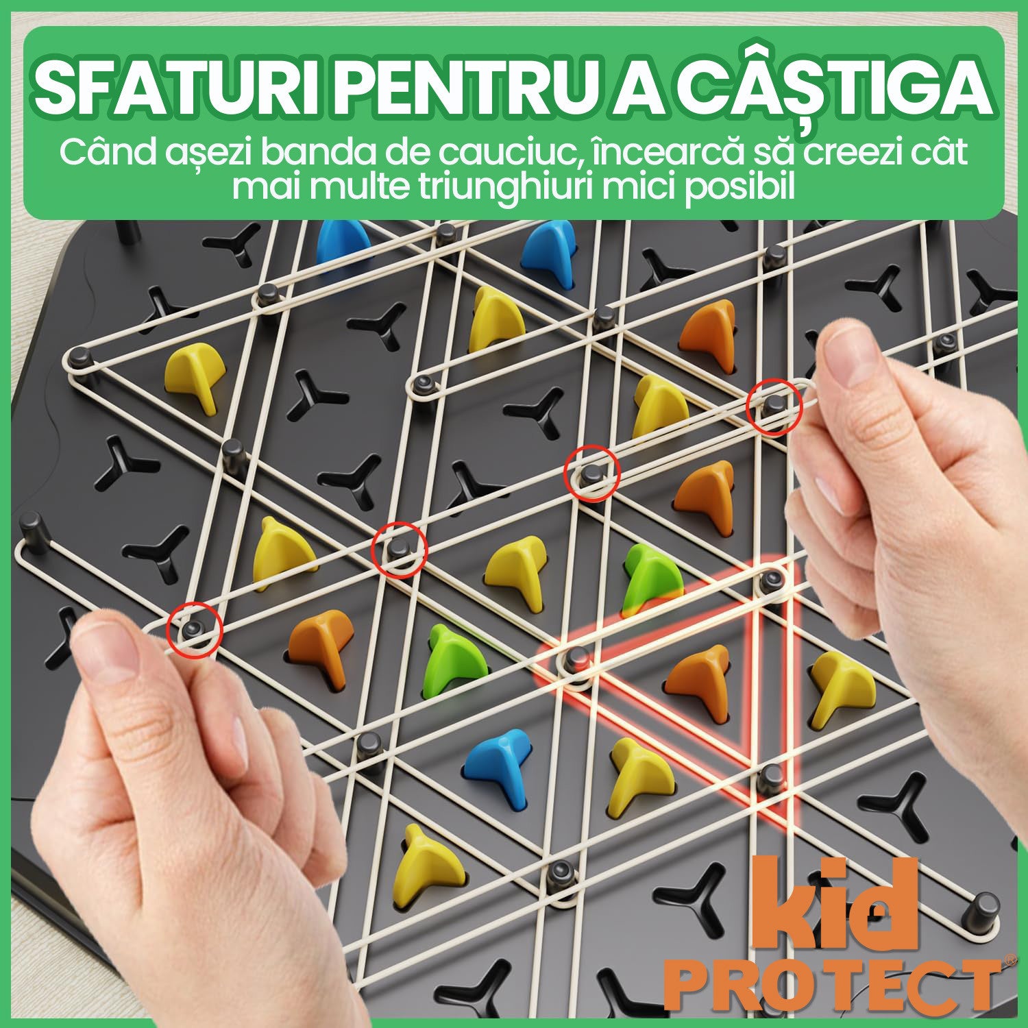 Joc de Masa Tip Sah cu Elastice De Societate KidProtect Geometry War