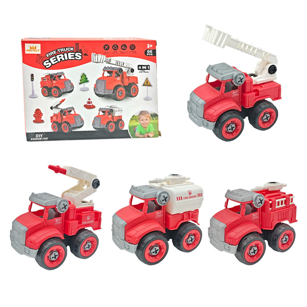 Masinuta Demontabila Pentru Copii 4 in 1, KidProtect Fire Team Builder