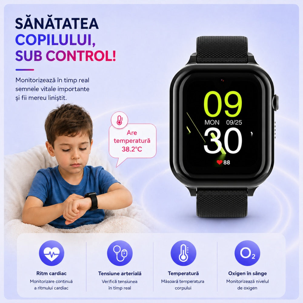 eas Smartwatch Copii Si Telefon Techone KT38, Negru