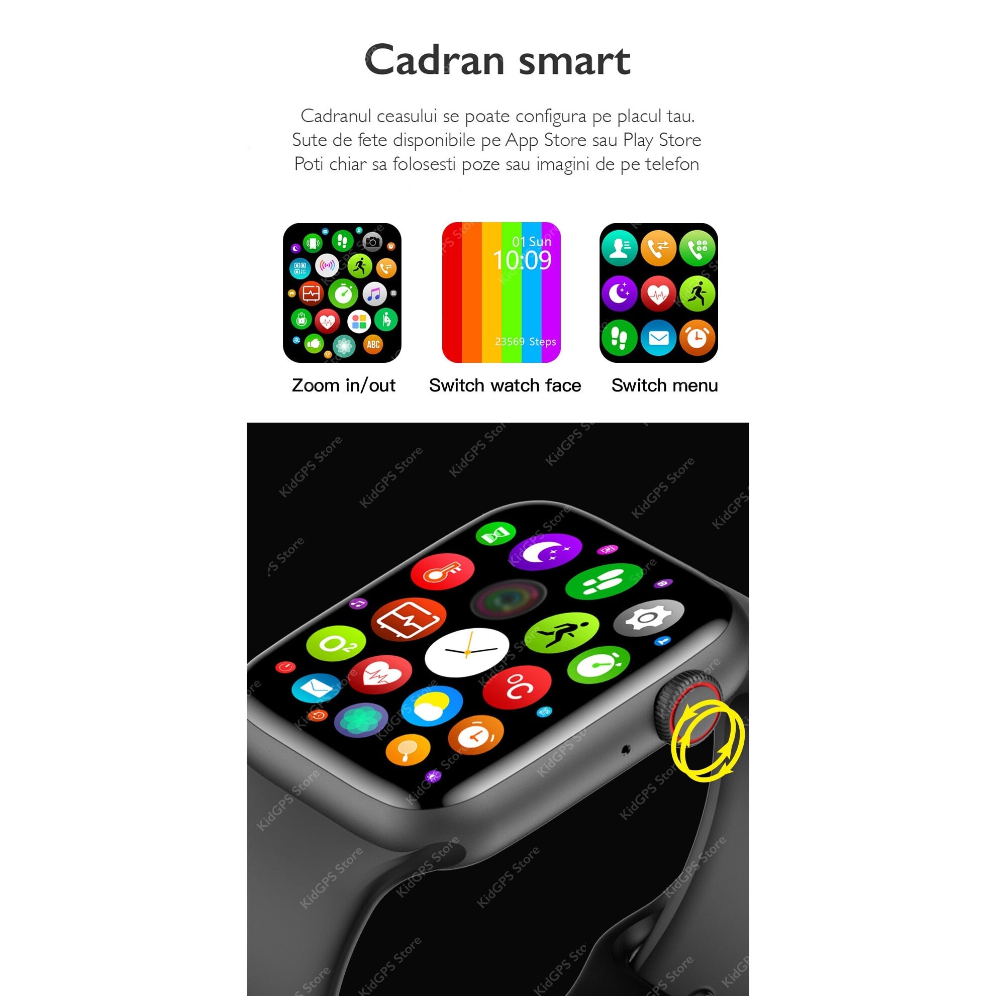 Ceas smartwatch TechONE™ W26 Pro, Negru