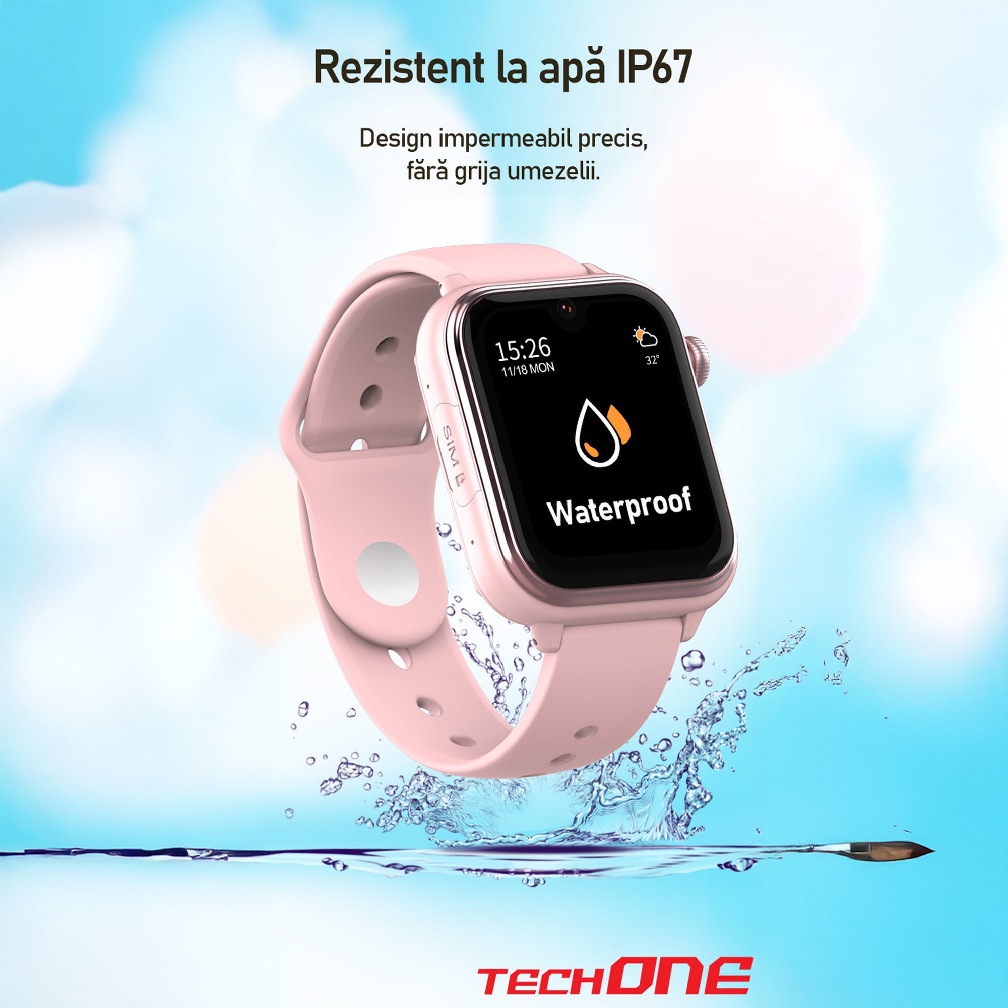 Ceas Smartwatch GPS Copii Cu Localizare Si Telefon Techone KT37, Albastru